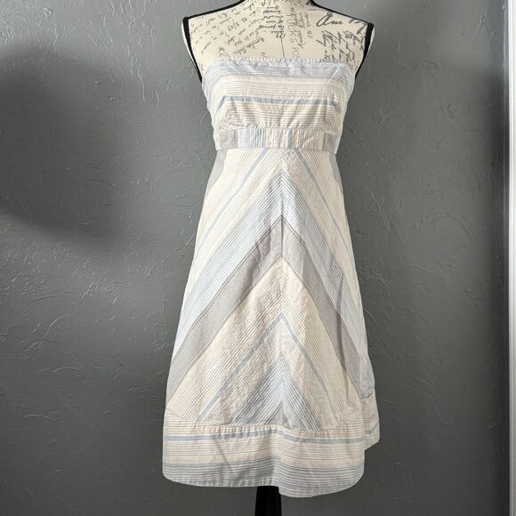 GAP  Striped Lined Boho Coastal Strapless Midi Dress  6 Y2K Summer  Elegance - Picture 1 of 9
